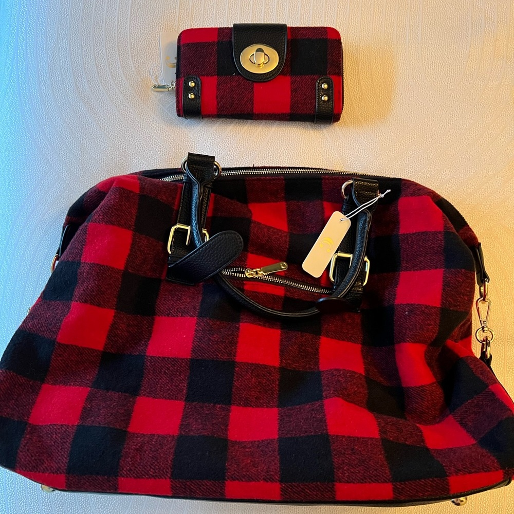 Carlos by Carlos Santana Plaid Weekender and Matching Wallet